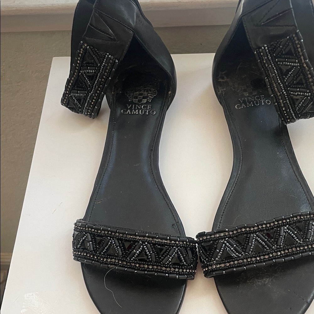 Vince Camuto Black Beaded Sandals
